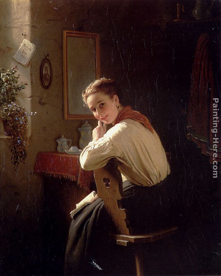 An Interrupted Moment painting - Johann Georg Meyer von Bremen An Interrupted Moment art painting